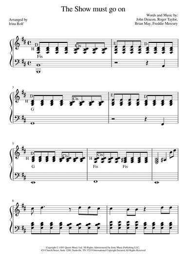 The Show Must Go On (arr. Irina Rolf)