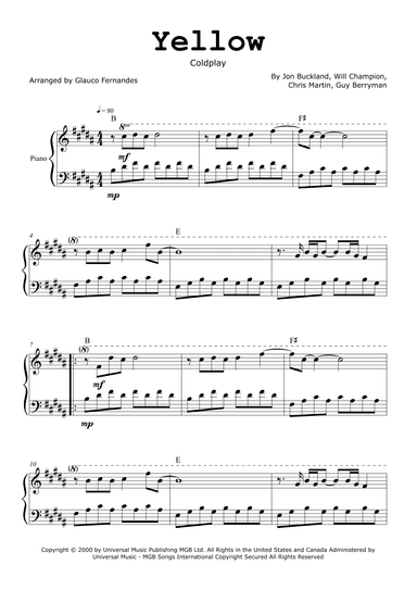 Yellow (arr. Glauco Fernandes)