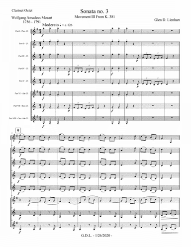Sonata no. 3 (arr. Glen D. Lienhart)