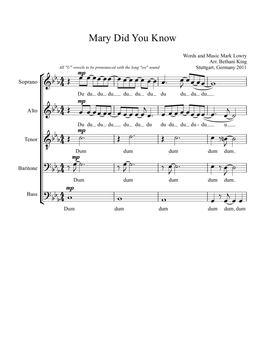 Mary, Did You Know? (arr. Bethani King)