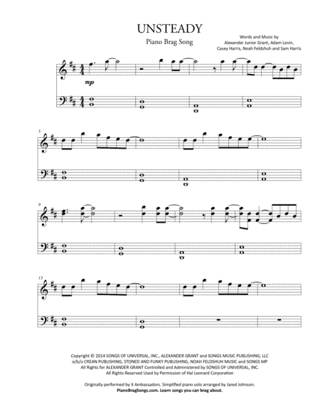 Unsteady (arr. Jared Johnson)