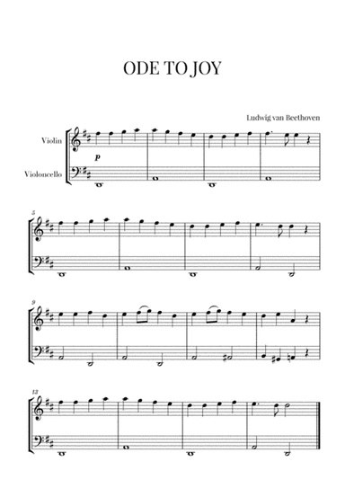 Beethoven - Ode to Joy (for Violin and Cello) - D Major (arr. Cadenza Editions)