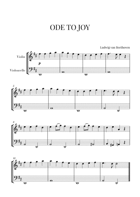 Beethoven - Ode to Joy (for Violin and Cello) - D Major (arr. Cadenza Editions)