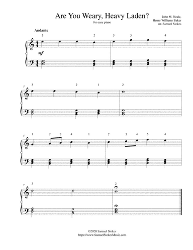Are You Weary, Heavy Laden? - for easy piano (arr. Samuel Stokes)