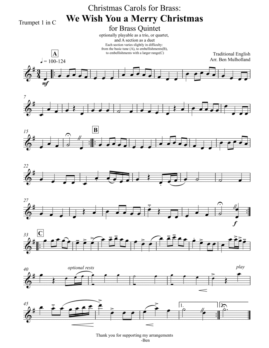 Christmas Carols for Brass: We Wish You a Merry Christmas (arr. Ben Mulholland)