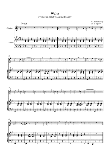 Waltz (Sleeping Beauty), Peter Ilyich Tchaikovsky, For Clarinet & Piano (arr. Eugene Egorov)