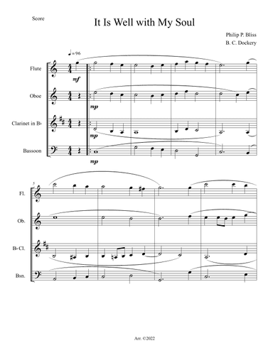 It Is Well with My Soul (Woodwind Quartet) (arr. B. C. Dockery)