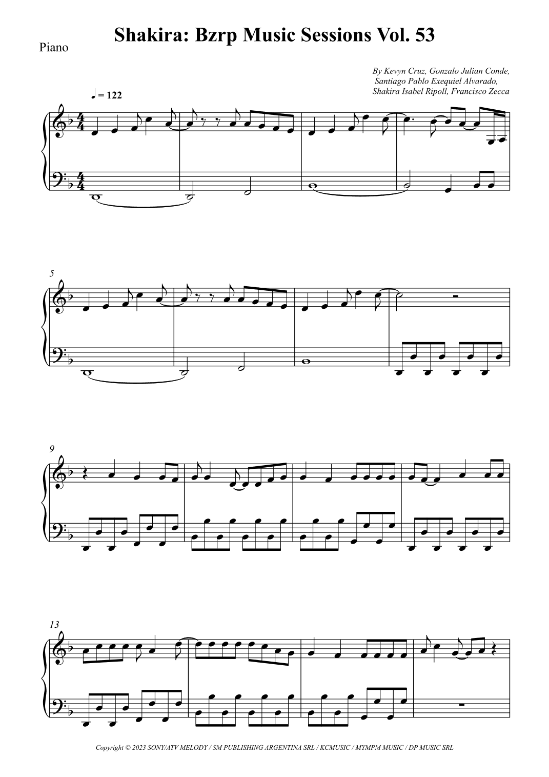 Shakira: Bzrp Music Sessions Vol. 53 (arr. Wesley S. SIlva)