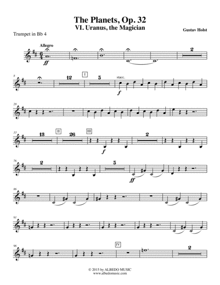 Holst The Planets, VI. Uranus, the Magician - Trumpet in Bb 4 (Transposed Part), Op. 32 (arr. Doug Clyde)