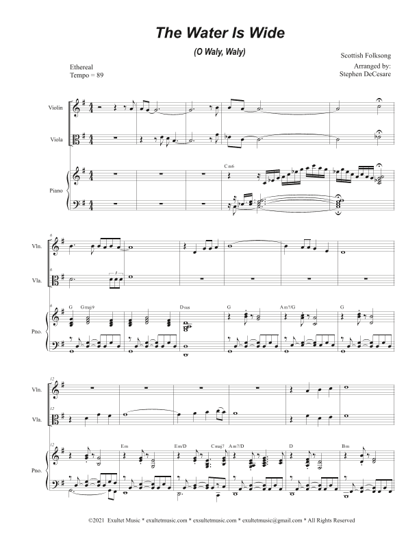 The Water Is Wide (O Waly, Waly) (Duet for Violin and Viola) (arr. Stephen DeCesare)