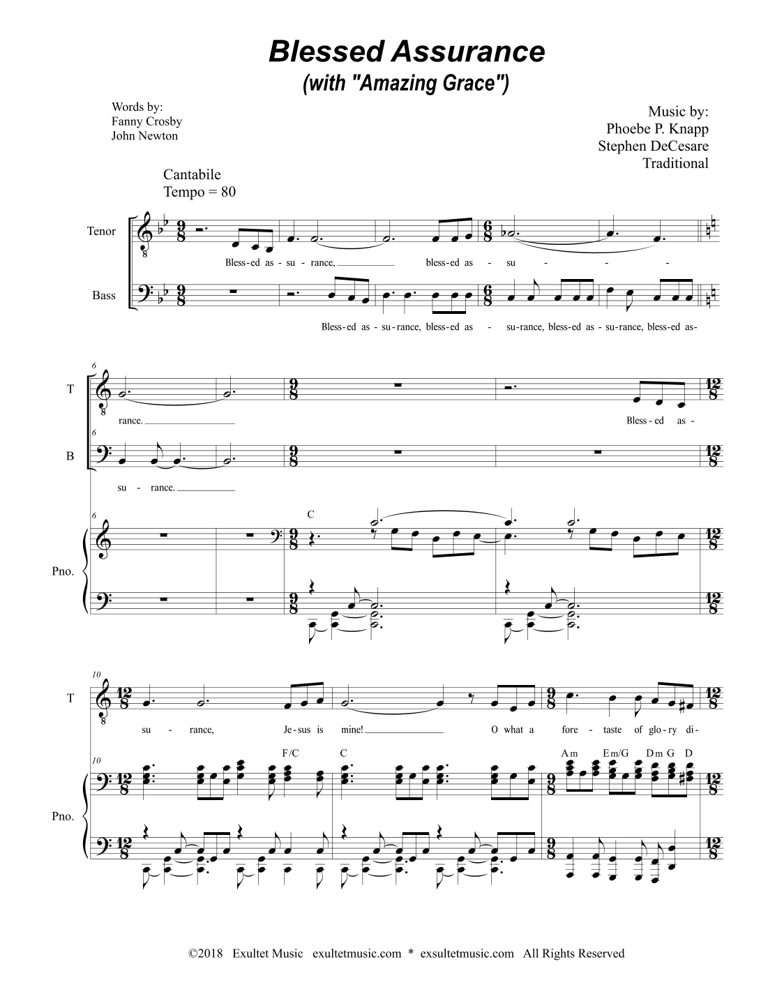 Blessed Assurance (with "Amazing Grace") (for 2-part choir - (TB) (arr. Stephen DeCesare)