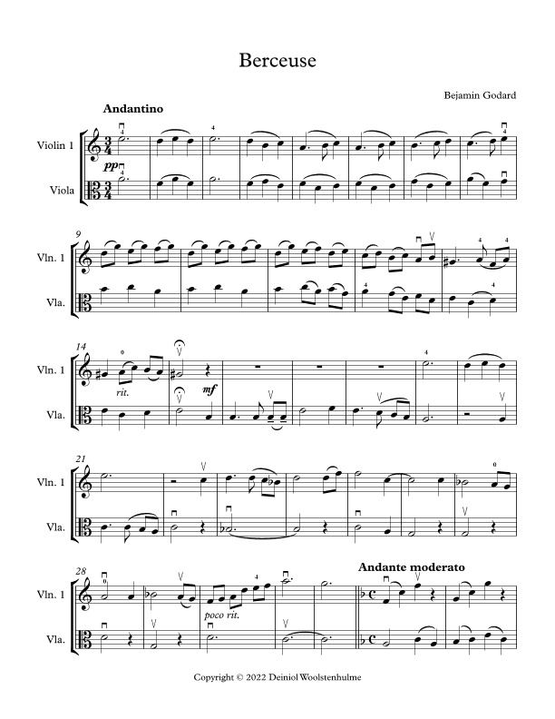 Berceuse (arr. Deiniol Woolstenhulme)