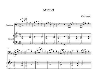 Minuet (In F Major) - Wolfgang Amadeus Mozart (Bassoon + Piano) (arr. Digital Book Music)