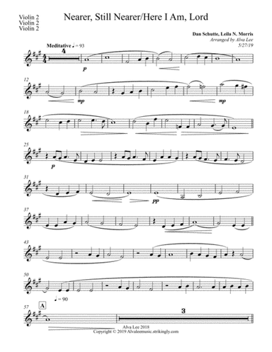 Nearer, Still Nearer and Here I Am, Lord Violin 2 (arr. Alva J. Lee)