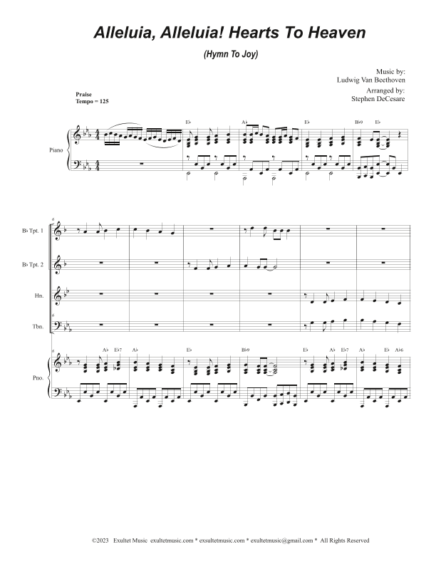 Alleluia, Alleluia! Hearts To Heaven (Brass Quartet and Piano) (arr. Stephen DeCesare)