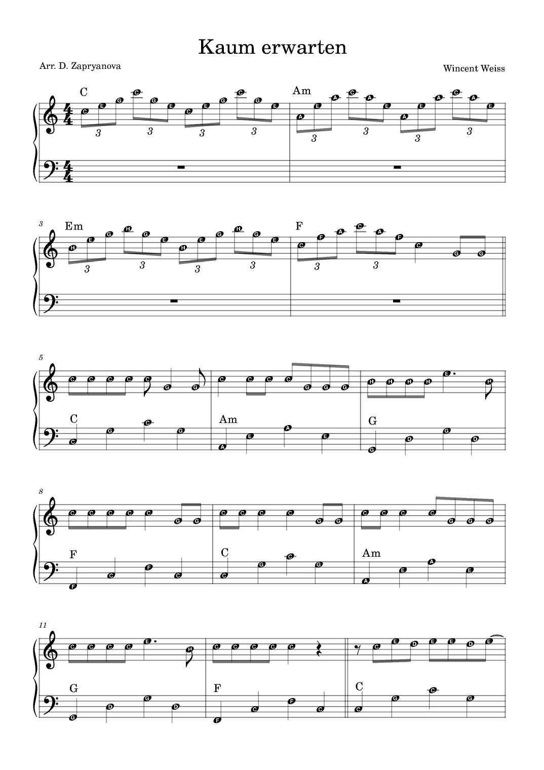 Kaum Erwarten (arr. D. Zapryanova)
