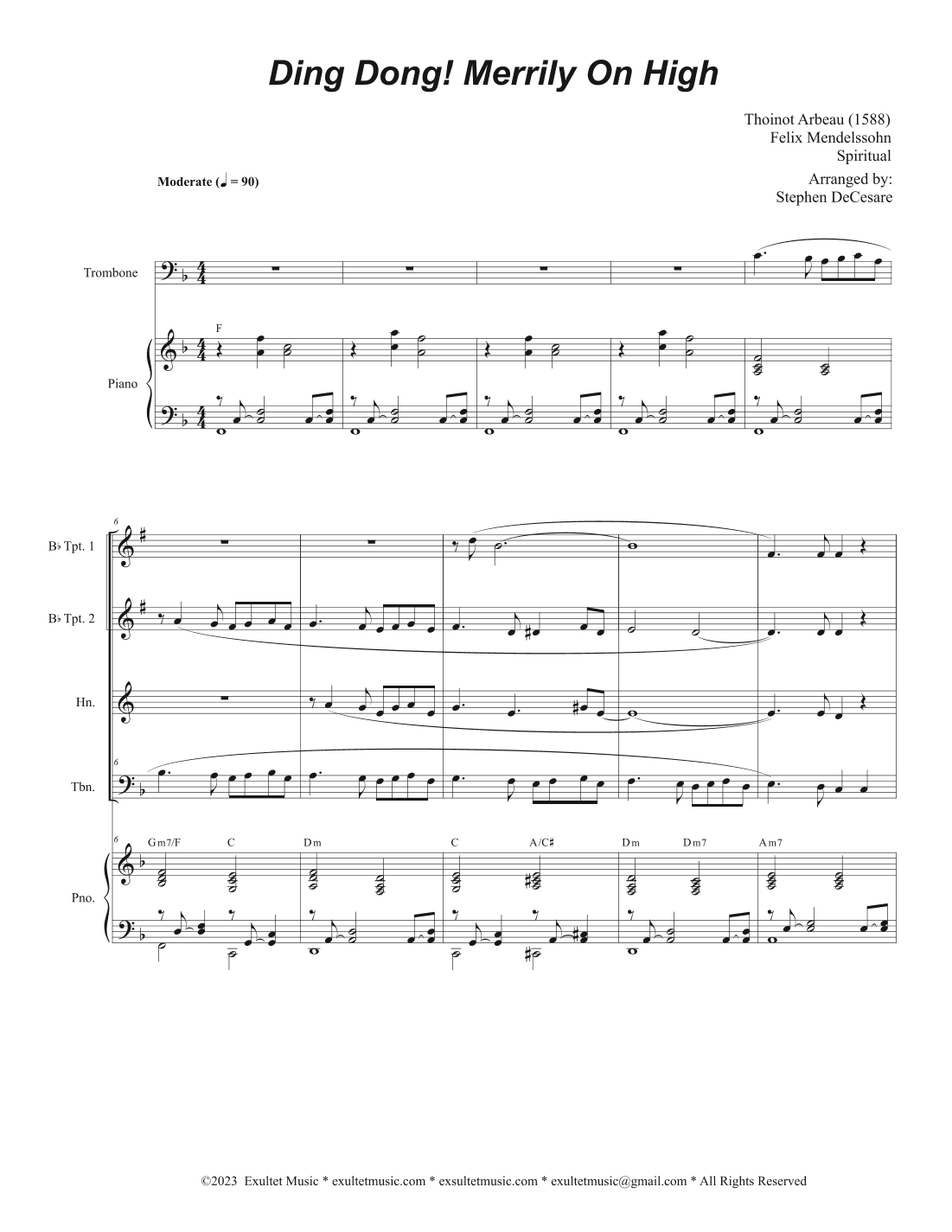 Ding Dong! Merrily On High (Brass Quartet and Piano) (arr. Stephen DeCesare)