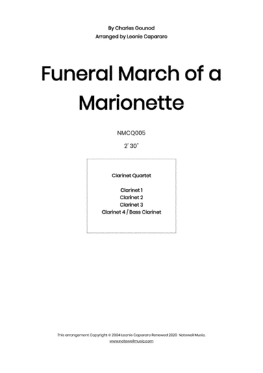 Funeral March of a Marionette (Clarinet Quartet) (arr. Leonie Capararo)