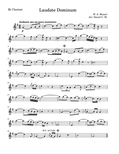 Laudate Dominum for clarinet (arr. Daniel C. M.)