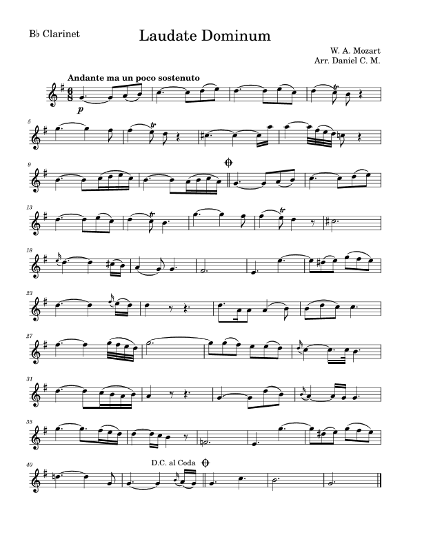 Laudate Dominum for clarinet (arr. Daniel C. M.)