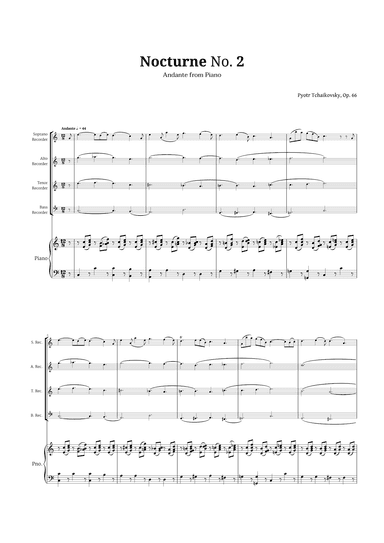 Nocturne by Chopin for Recorder Quartet and Piano (arr. Langanho)