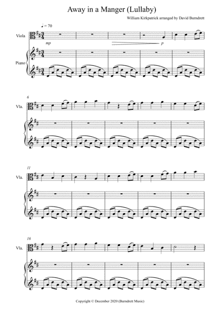 Away in a Manger (Lullaby) for Viola and Piano (arr. David Burndrett)