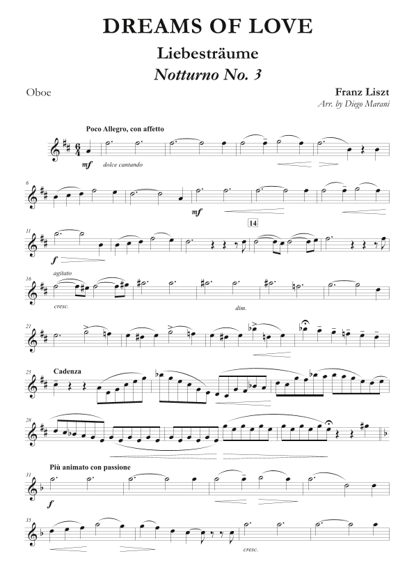 Dreams of Love No. 3 for Oboe and Piano (arr. Diego Marani)