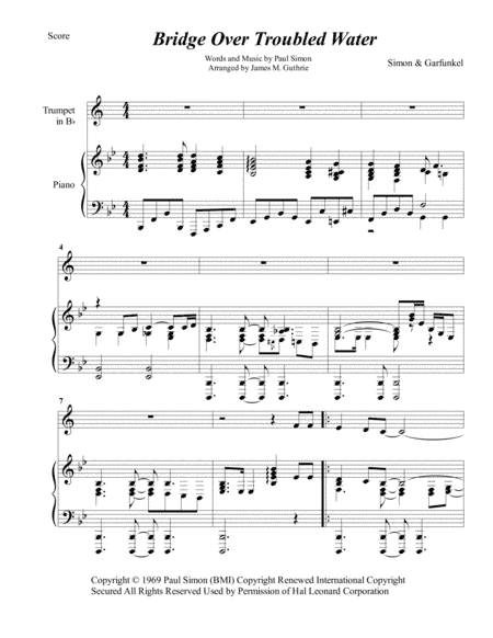 Bridge Over Troubled Water (arr. James M. Guthrie, ASCAP)