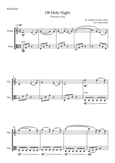 Oh Holly Night (Christmas Song) for Violin & Viola Duo (arr. Fabio Britto)