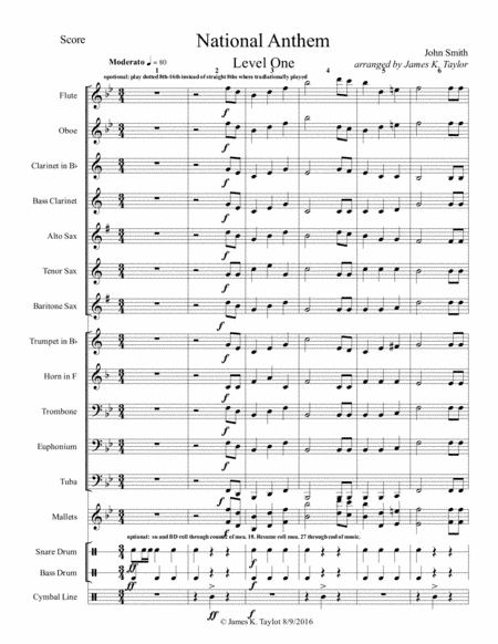 National Anthem Level One (arr. James K. Taylor)