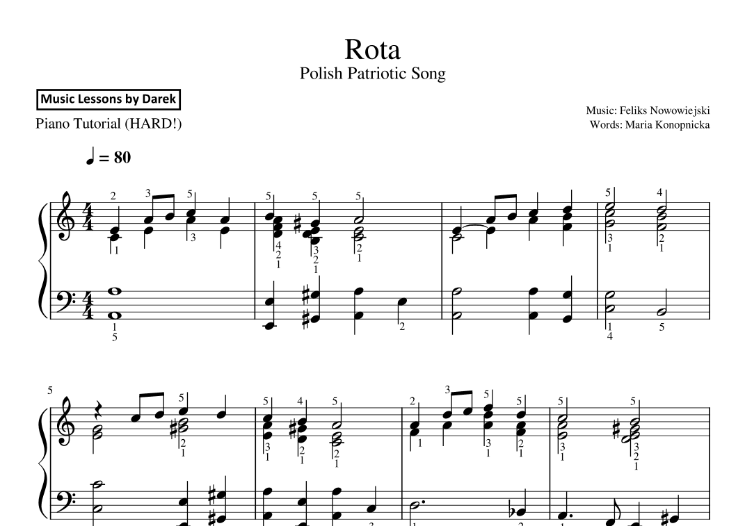 Rota (The Oath), Polish Patriotic Song [HARD PIANO] (arr. Darek)