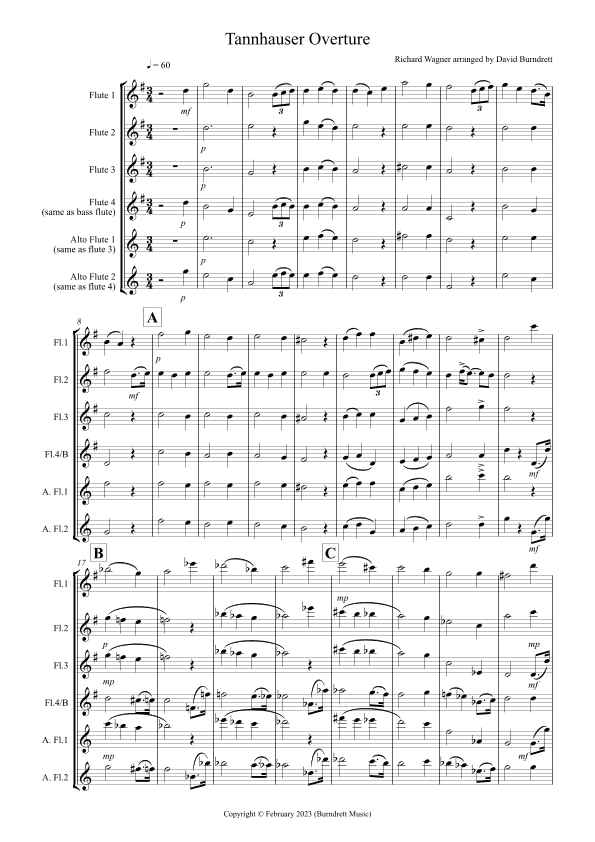 Tannhäuser Overture for Flute Quartet (arr. David Burndrett)