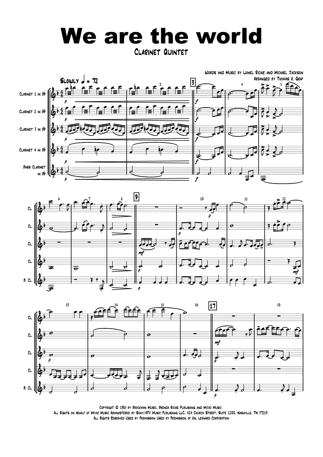 We Are The World (arr. Thomas H. Graf)