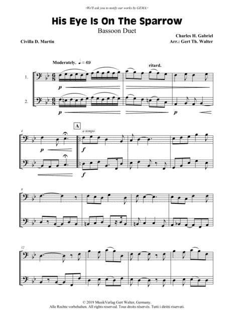 His Eye Is On The Sparrow (arr. Gert Th. Walter)