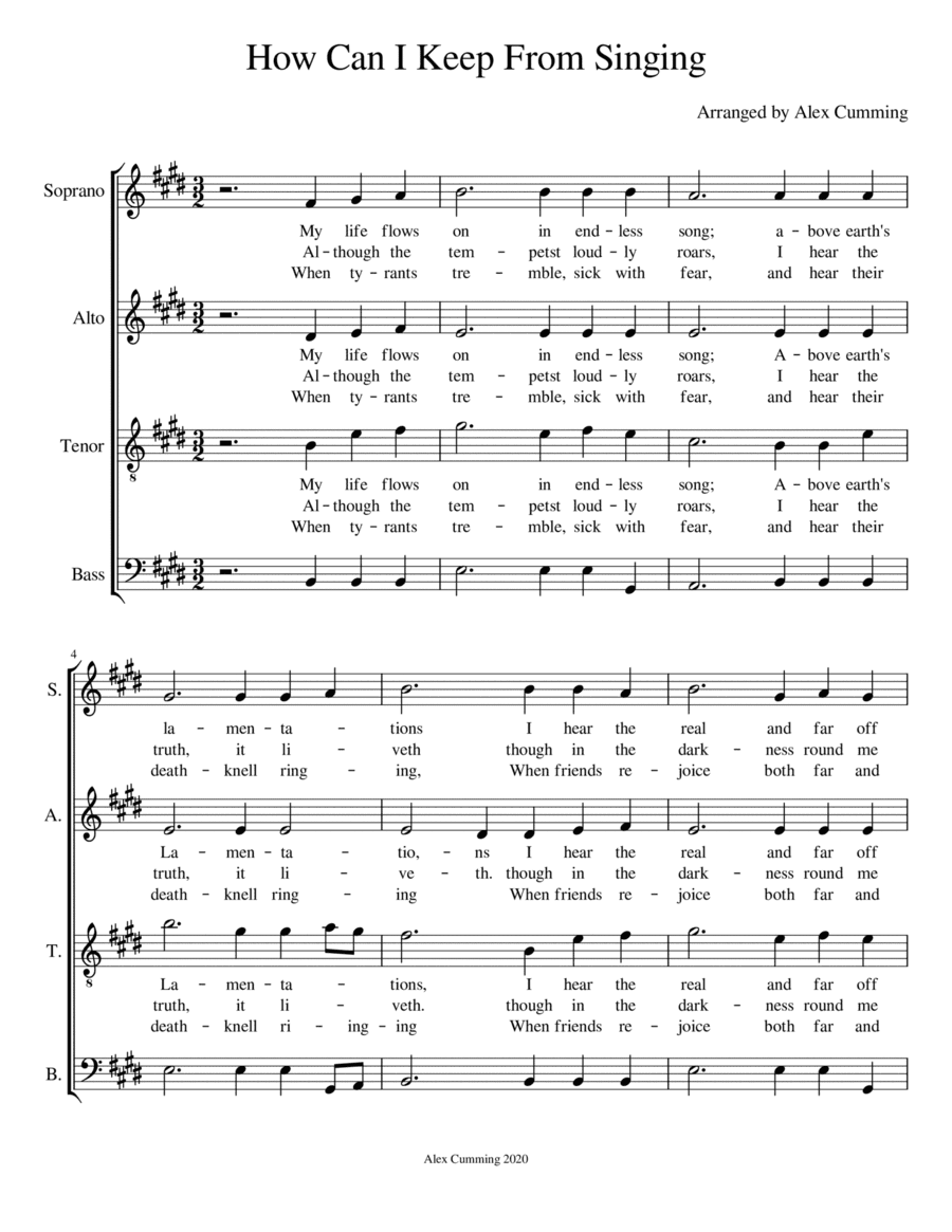 How Can I Keep From Singing? (arr. Alex Cumming)