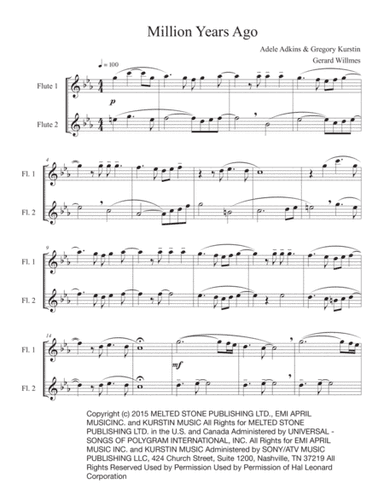 Million Years Ago (arr. Gerard Willmes)