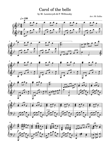 Carol of the bells Piano solo Cover (arr. Magdalena Galka)