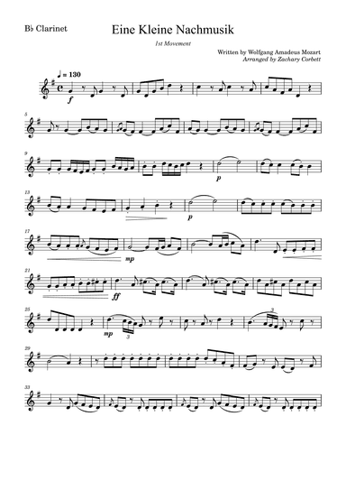 Eine Kleine Nachtmusik, 1st Movement (arr. Zachary Corbett)