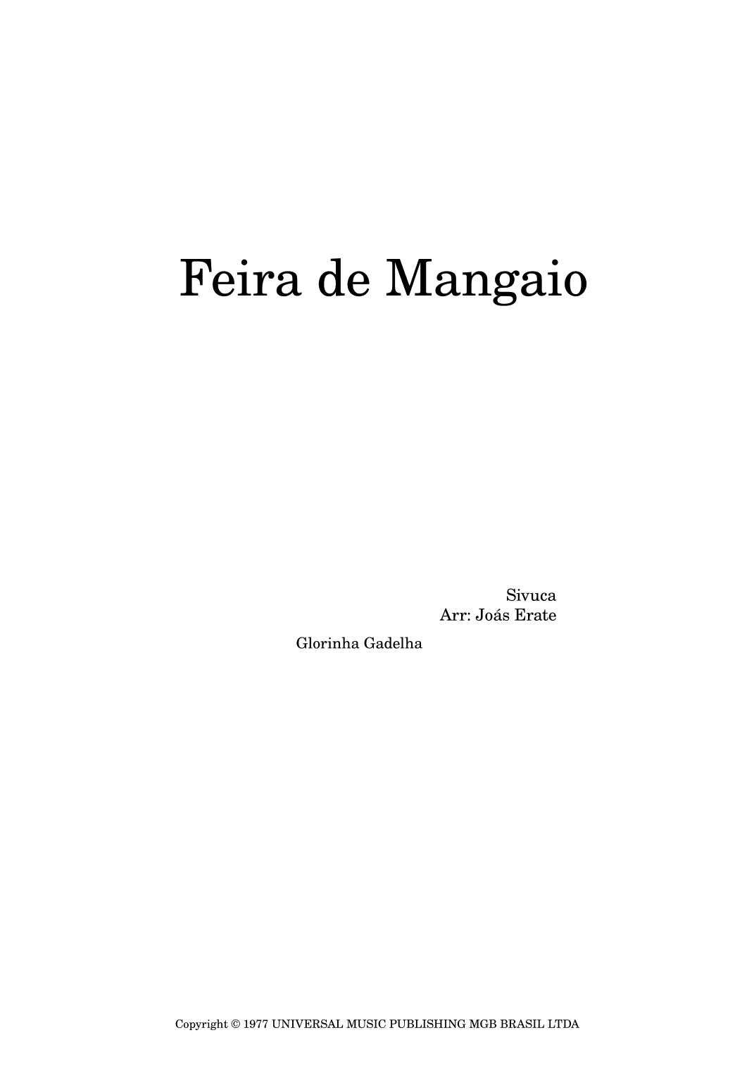 Feira De Mangaio (arr. Joás Erate)