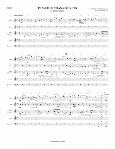 Prayer Of Thanksgiving for Woodwind Quintet (arr. Reisteter) (arr. Steve Reisteter)