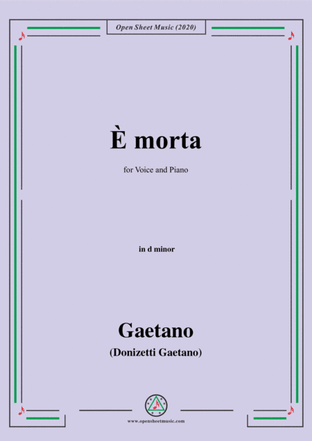 Donizetti-E Morta,in d minor,for Voice and Piano (arr. MSM)