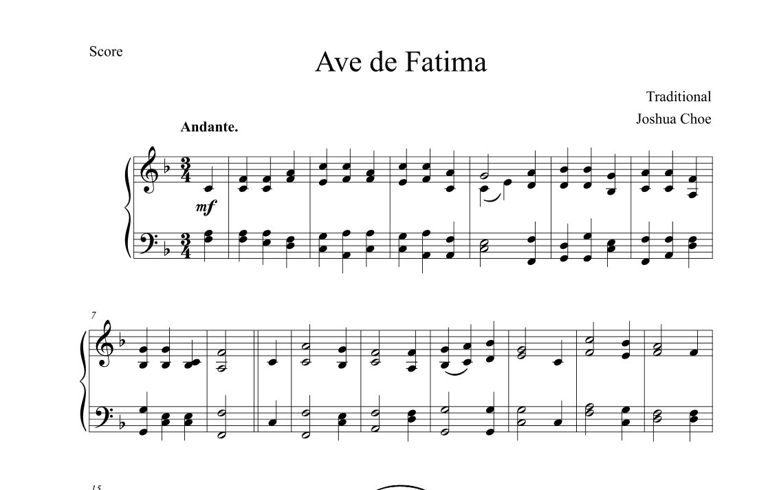 Ave de Fatima (arr. Joshua Choe)