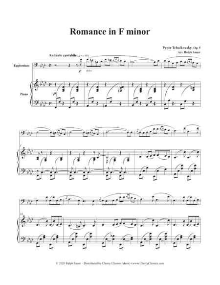 Romance in F minor, Op. 5 for Euphonium and Piano (arr. Ralph Sauer)