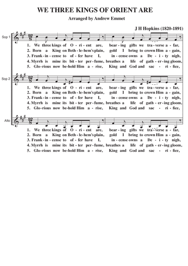We Three Kings Of Orient Are A Cappella SSA (arr. Andrew Emmet)