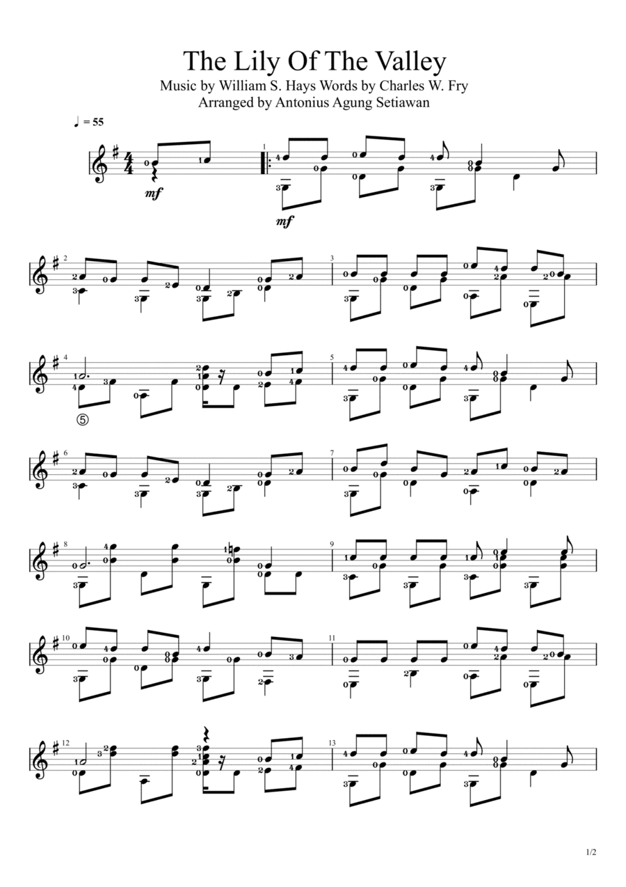 The Lily Of The Valley (Solo Guitar Score) (arr. Antonius Agung Setiawan)