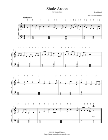 Shule Aroon (Siúil A Rún) - for easy piano (arr. Samuel Stokes)