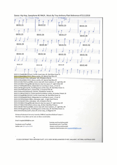 Dance: Hip Hop, Saxophone #5 F#4/4 , Music By Troy Anthony Platt Reference:4721152018
