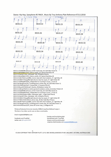 Dance: Hip Hop, Saxophone #5 F#4/4 , Music By Troy Anthony Platt Reference:4721152018