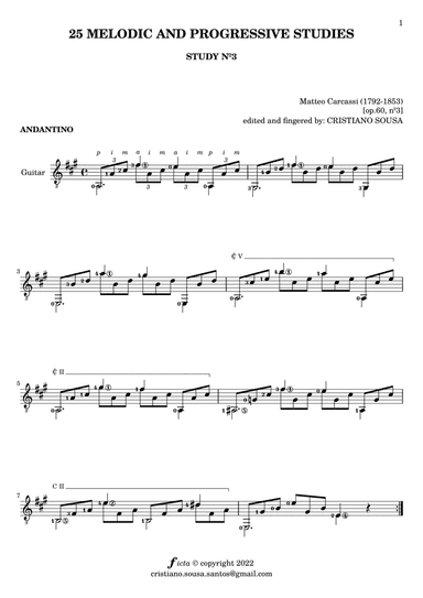 STUDY nº 3 op. 60 [ by Matteo Carcassi ]: guitar solo (arr. Cristiano Sousa)