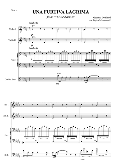 Una furtiva lagrima - from L'Elisir d'amore (arr. Bojan Mladenović)